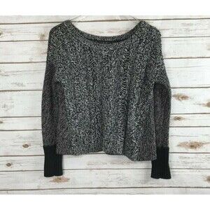 American Eagle Long Sleeve Knit Sweater Black White Cotton Wool Size Small‎